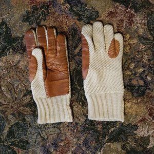 Horse riding/driving gloves, S, vintage 70s, cotton & leather, England.